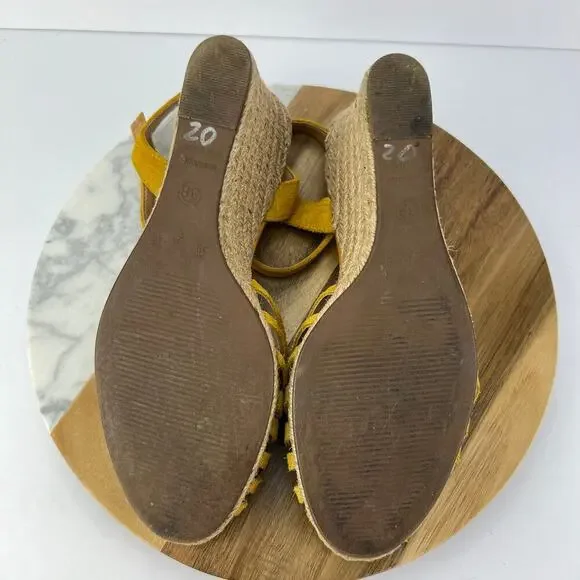 Seychelles Yellow Leather Weave Espadrilles Wedge Closed Toe Sandals 9/40 - Picture 10 of 10